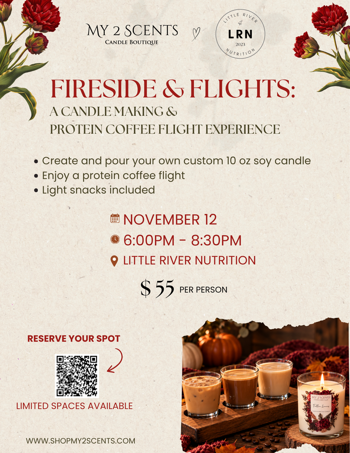 Fireside & Flights: A Candle Making & Protein Coffee Flight Experience